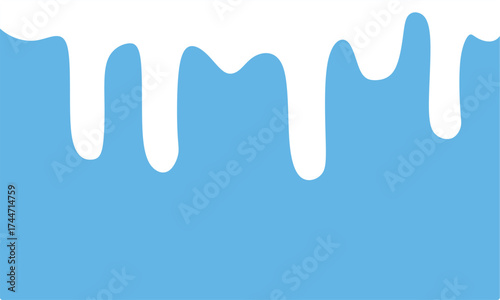 White Melt Drips. Flowing Milk or Yogurt Liquid Vector Background