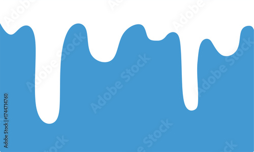 White Melt Drips. Flowing Milk or Yogurt Liquid Vector Background