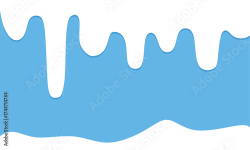 Milk Drip on Blue Background. Smooth White Liquid Vector Illustration