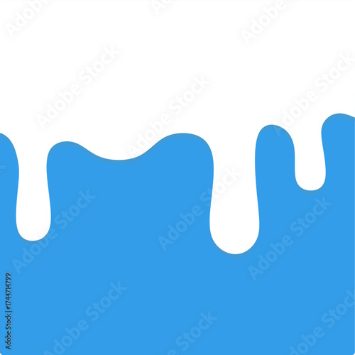 White Melt Drips. Flowing Milk or Yogurt Liquid Vector Background