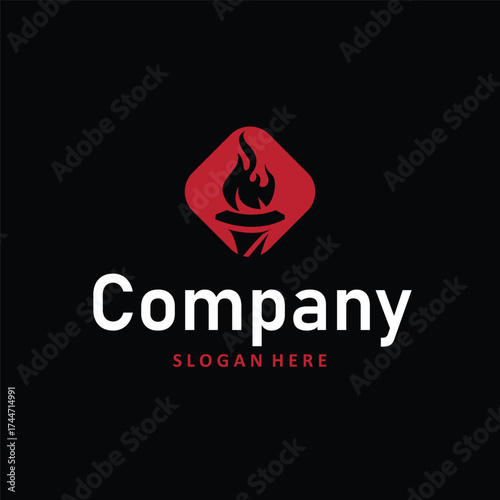 Torch logo, simple modern design, fire furnace, concept, symbol, illustration, poster template or product brand