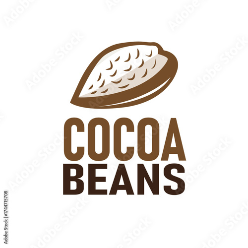 simple concept of cocoa bean logo, old vintage design and symbol of plantation plant and beverage template, illustration of brand product symbol and poster template