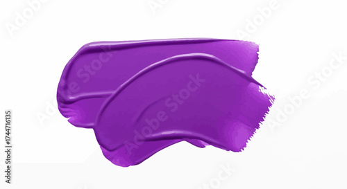 Vibrant violet acrylic paint stroke on a blank canvas artistic visual creation