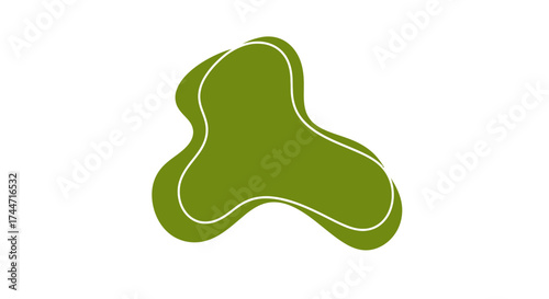 Abstract olive green blob with a bright outline offering fresh organic vibes and visual