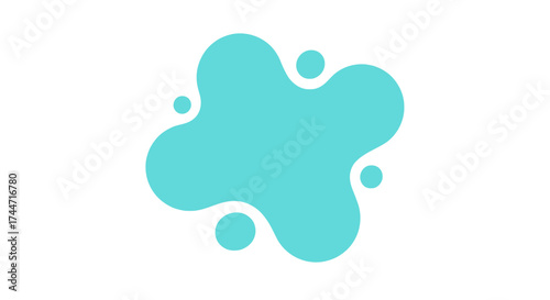 Aqua blob shape with round accents against pristine white background design illustration