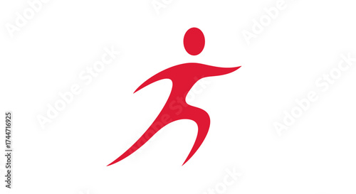 Dynamic crimson figure symbolizing motion agility and an active lifestyle icon
