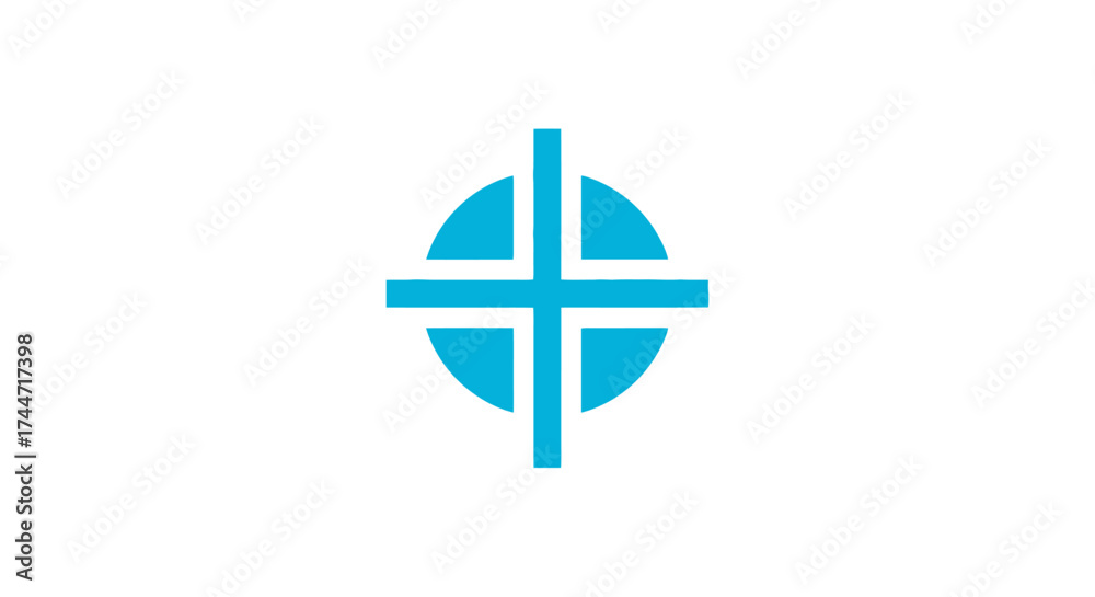 Fototapeta premium Geometric blue crosshair logo signifying precision aiming and targeted solutions