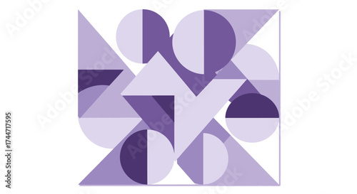 Geometric symphony in lavender a modern composition of triangles and circles interplay creating