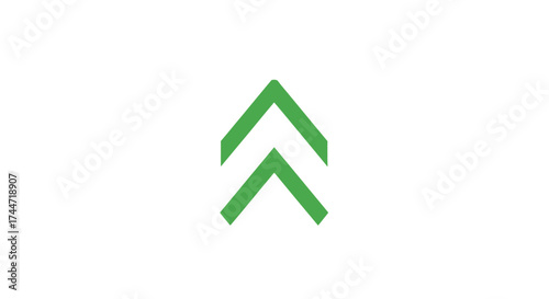 Two green chevron icons arranged vertically convey the idea of upward progression
