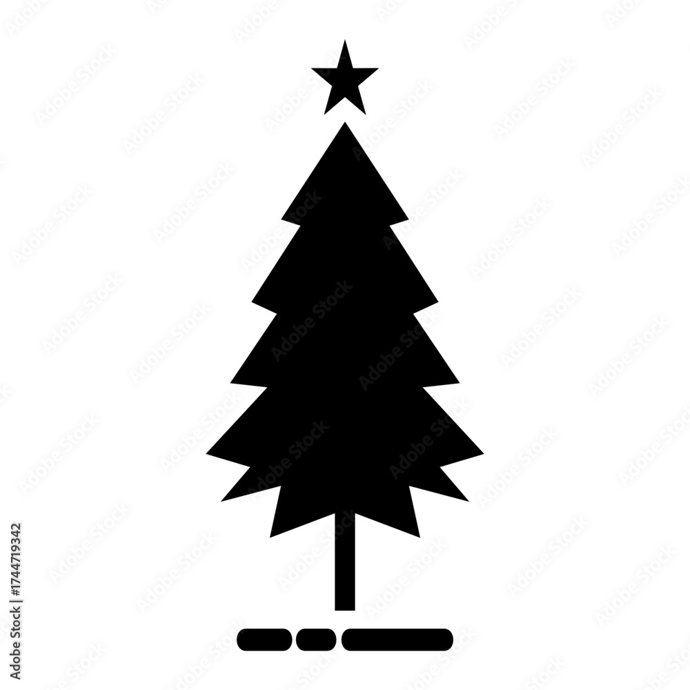 Obraz premium Pine tree icon. With black and white background.