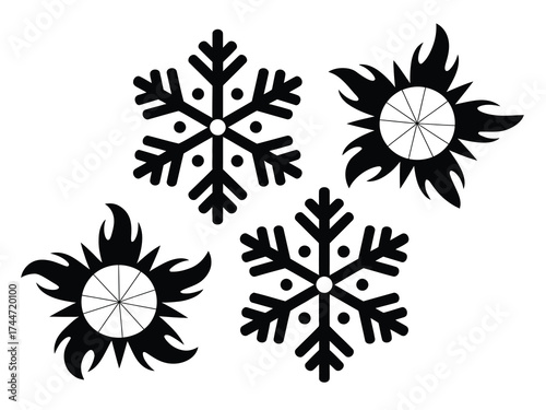 Black and White Snowflake Graphics for Winter and Holiday Designs