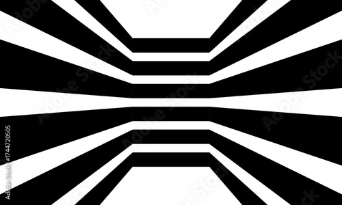 Black on white abstract perspective line wave stripes with 3d dimensional effect isolated on white. Modern design
