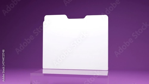 Elegant White Document Folder on Purple Pedestal Seamlessly Lit in Studio