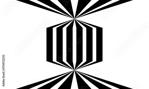 Black on white abstract perspective line wave stripes with 3d dimensional effect isolated on white. vector eps10