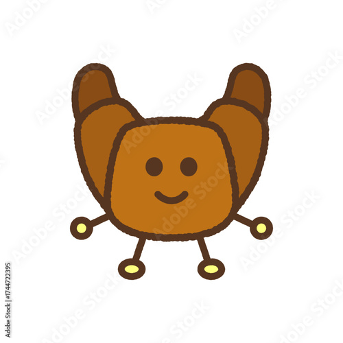 Character-style food icon: Croissant
