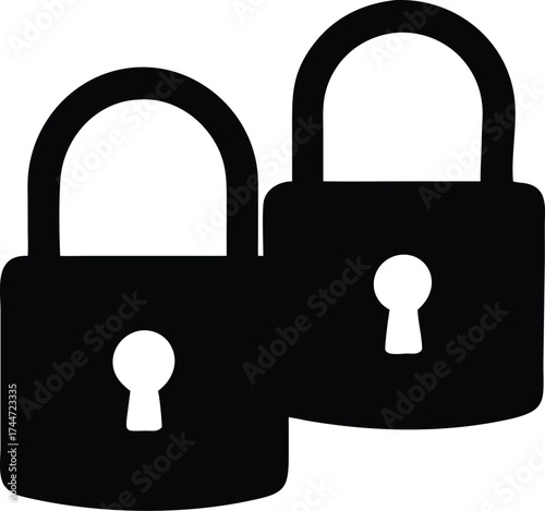 Two black padlocks symbolizing security and protection for data and assets vector