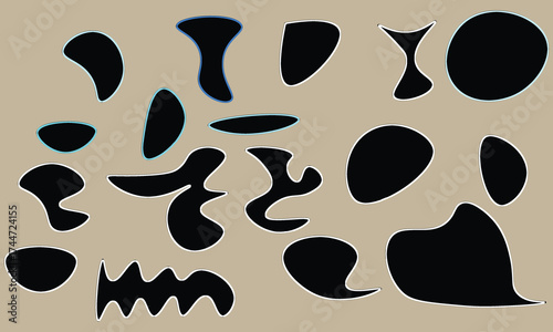 Abstract Silhouette Shapes with Subtle Color Highlights on a Neutral Background, Modern Masking Elements