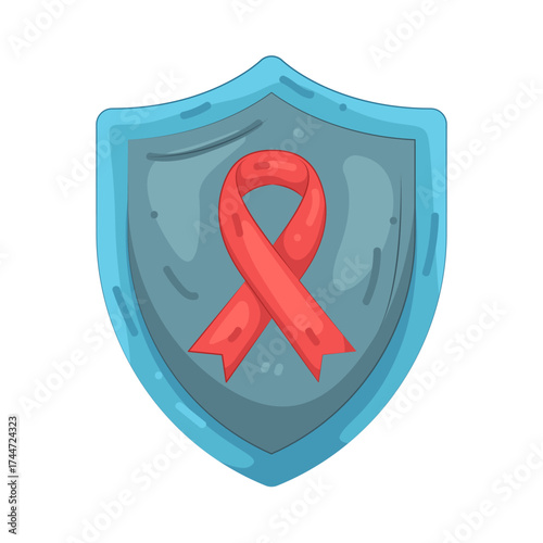 Illustration of Awareness Ribbon on a Shield