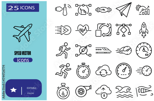 speed vector icons bundle set