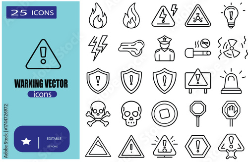 warning vector icons bundle set