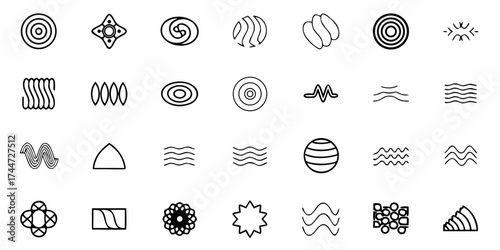Modern abstract black and white line art designs collection for creative projects, logo elements, and contemporary aesthetic visuals, sourced from scalable vector graphics