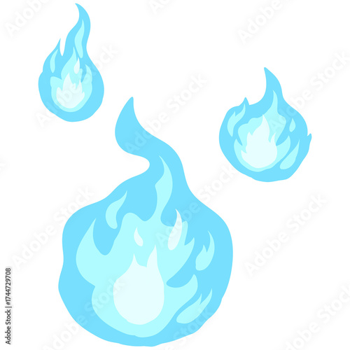 Blue Ghost Fire Flames Clipart – Cute Cartoon Spirit Energy Illustration