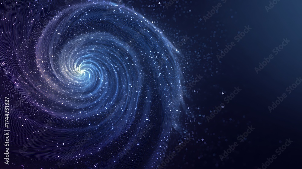 Fototapeta premium Abstract spiral galaxy with glowing particles for cosmic background