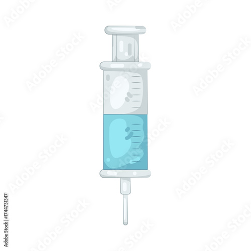 Illustration of Syringe with Blue Liquid
