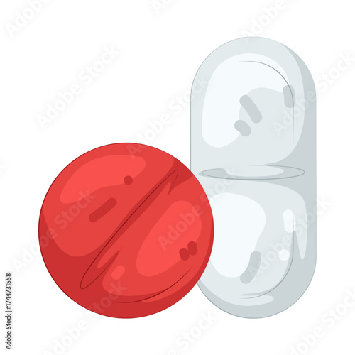 Illustration of Red Pill and White Capsule