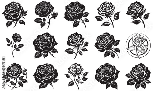 Rose Flower Silhouettes – Romantic Floral Vector Bundle