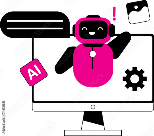 Artificial Intelligence Assistance concept, Virtual Assistant Technology