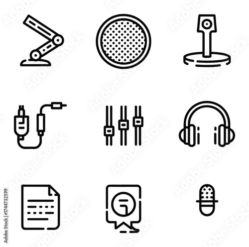 Audio equipment icons microphone headphones