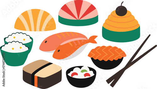Asian food vector collection 200 sushi ramen delicious japanese cuisine illustrations eps