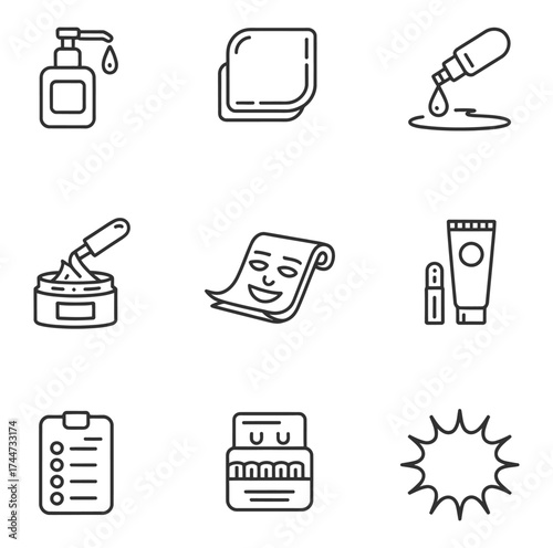 Skincare cosmetic product icons beauty