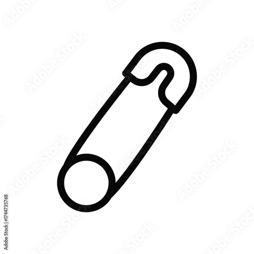 Safety pin line icon, sewing and clothing accessory symbol, simple outline style on white background
