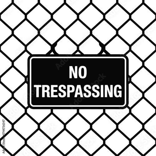 No trespassing sign on chain link fence