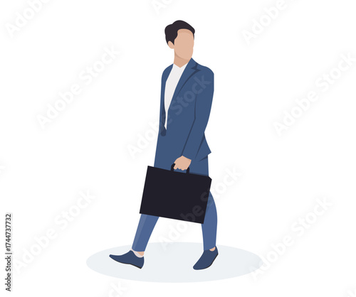 Illustration of Businessman Walking with Briefcase