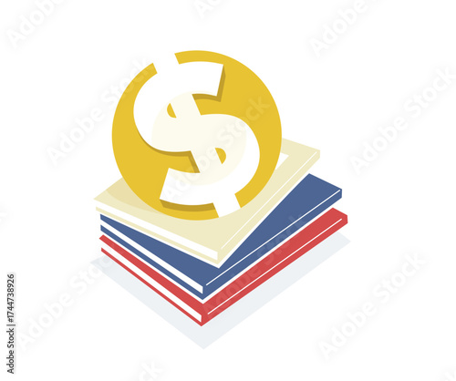 Dollar Sign on a Stack of book