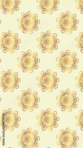 Abstract Mandala gold vector doodle seamless pattern animation with cream portrait background ramadhan festive and wedding
