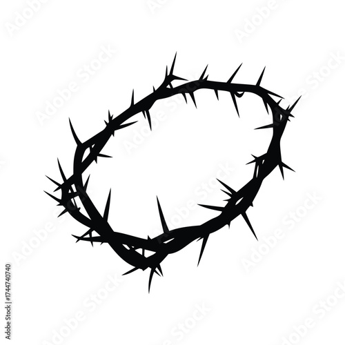 The crown of thorns represents sacrifice, suffering, and the story of Jesus Christ, dead branch with thorns silhouette vector illustration