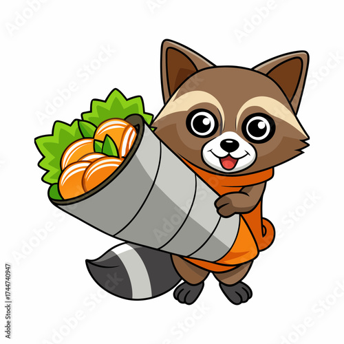 Raccoon With Rice Paper Rolls