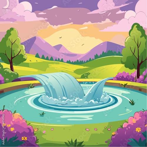 colorful water splash in vibrant shades of green, purple, yellow, and pink