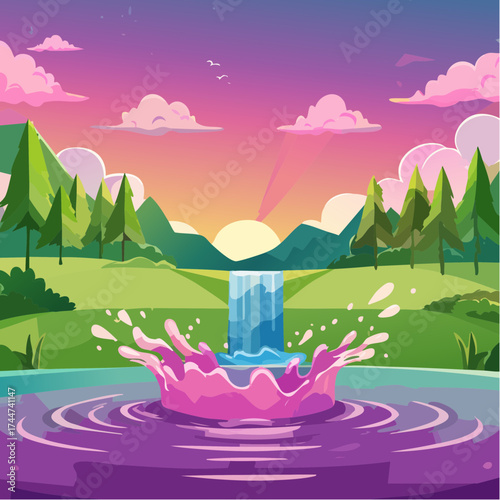 colorful water splash in vibrant shades of green, purple, yellow, and pink