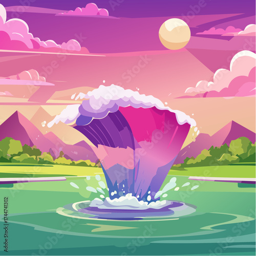 colorful water splash in vibrant shades of green, purple, yellow, and pink