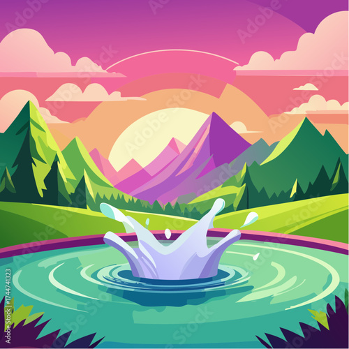 colorful water splash in vibrant shades of green, purple, yellow, and pink