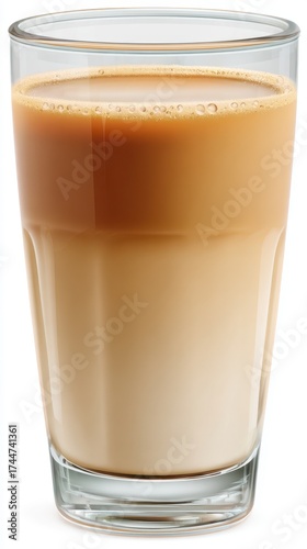 Glass of Creamy Brown Beverage on a White Background