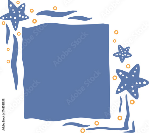 Starfish and bubble frame illustration for decoration on summer holiday and ocean marine life concept.