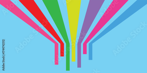 Colorful strip and paper cut style 3d abstract background, Vector illustration