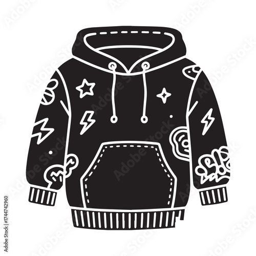 Cozy Hoodie Line Art with Fun Creative Pattern Designs. 