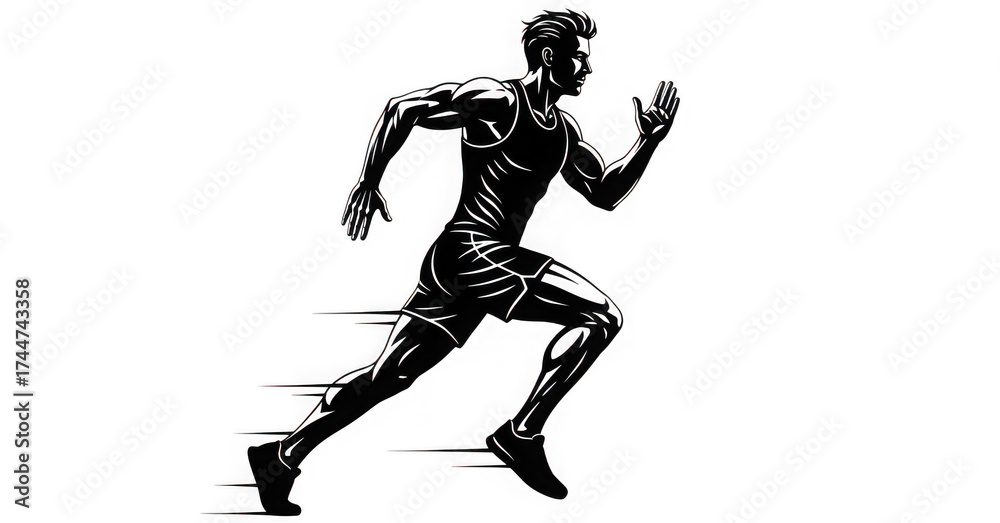 Obraz premium Silhouette of a running man isolated on transparent background in vector